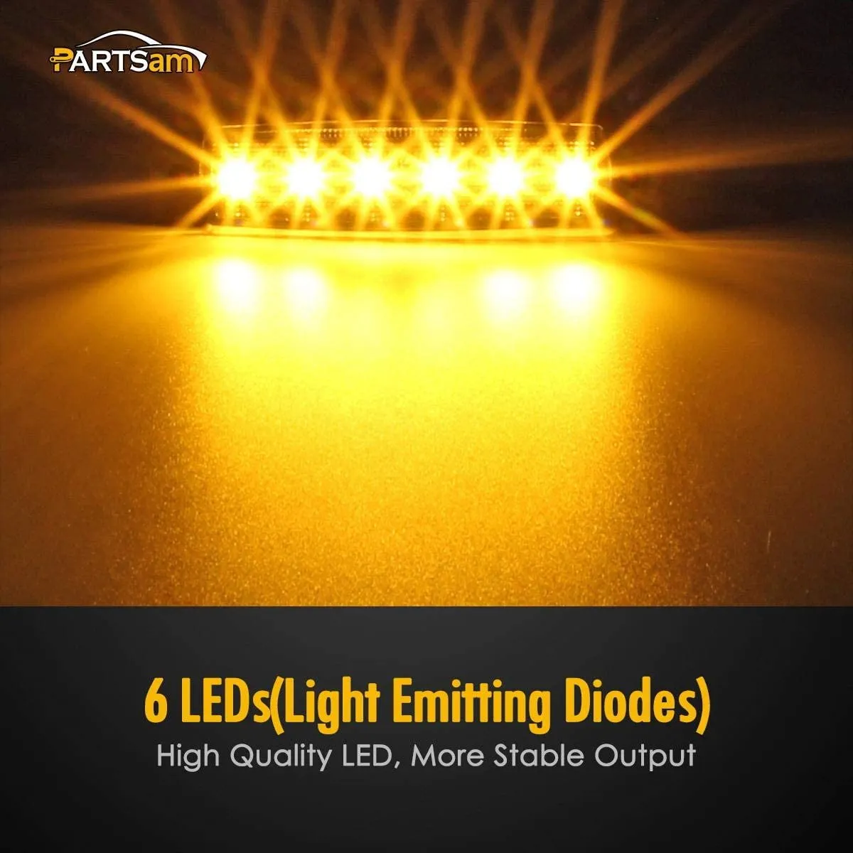 Partsam 10Pcs 3.8" Thin Amber Led Side Marker Clearance indicator Lights 6 LED Smoke Lens Waterproof 12V Trailer Lorry Van Led marker lights for trucks Sealed, Boat Marine Led Utility Strip Lights