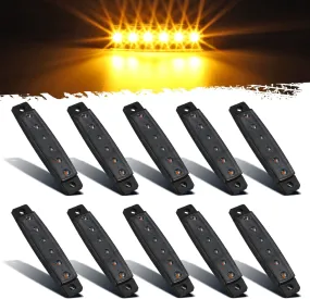 Partsam 10Pcs 3.8" Thin Amber Led Side Marker Clearance indicator Lights 6 LED Smoke Lens Waterproof 12V Trailer Lorry Van Led marker lights for trucks Sealed, Boat Marine Led Utility Strip Lights
