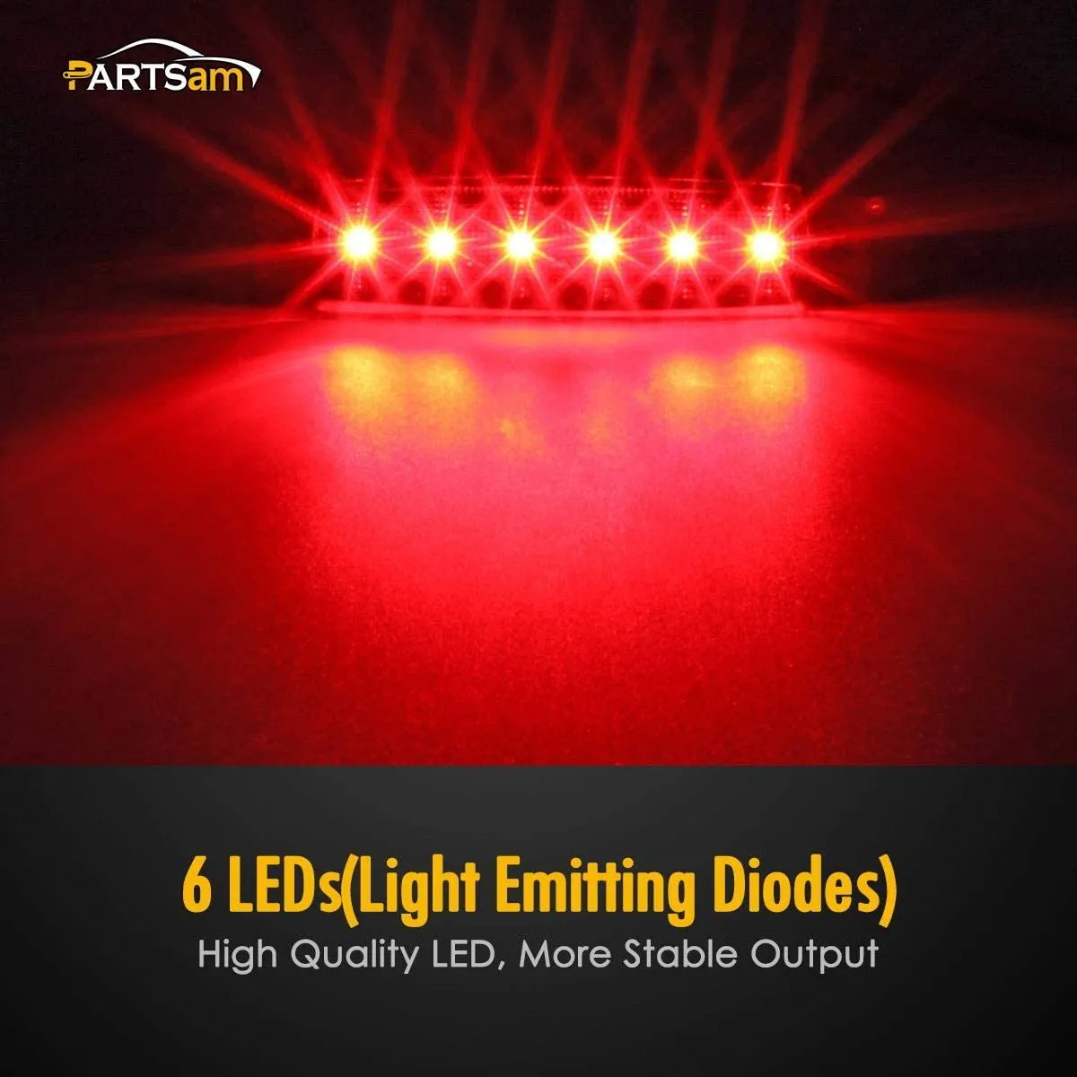 Partsam 10Pcs 3.8" Thin Red Led Side Marker Clearance indicator Lights 6 LED Smoke Lens Waterproof 12V Trailer Lorry Van Bus Led marker lights for trucks Sealed, Boat Marine Led Utility Strip Lights