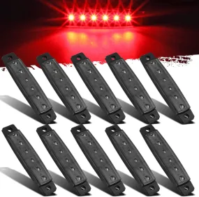 Partsam 10Pcs 3.8" Thin Red Led Side Marker Clearance indicator Lights 6 LED Smoke Lens Waterproof 12V Trailer Lorry Van Bus Led marker lights for trucks Sealed, Boat Marine Led Utility Strip Lights
