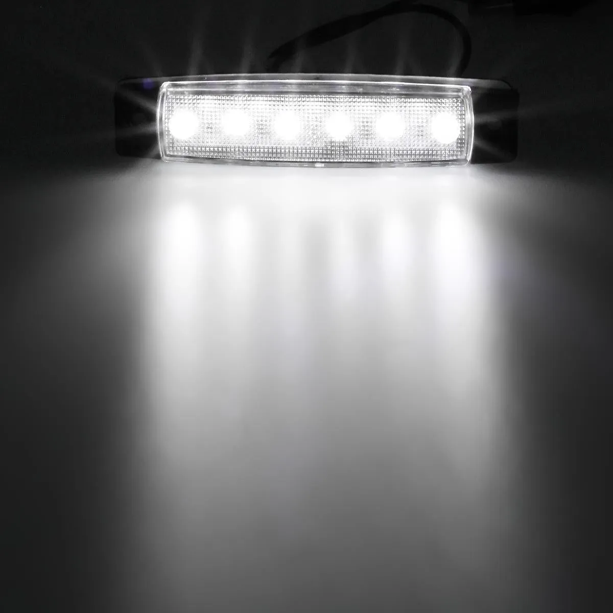 Partsam 5 Pcs 3.8 inch 6 LED White Side Marker Lights, Rear Side Marker Lamp, Led Marker Lights for Trucks, Cab Marker, RV Marker Light, Marine Led Utility Strip Light for Boats 12 Volts