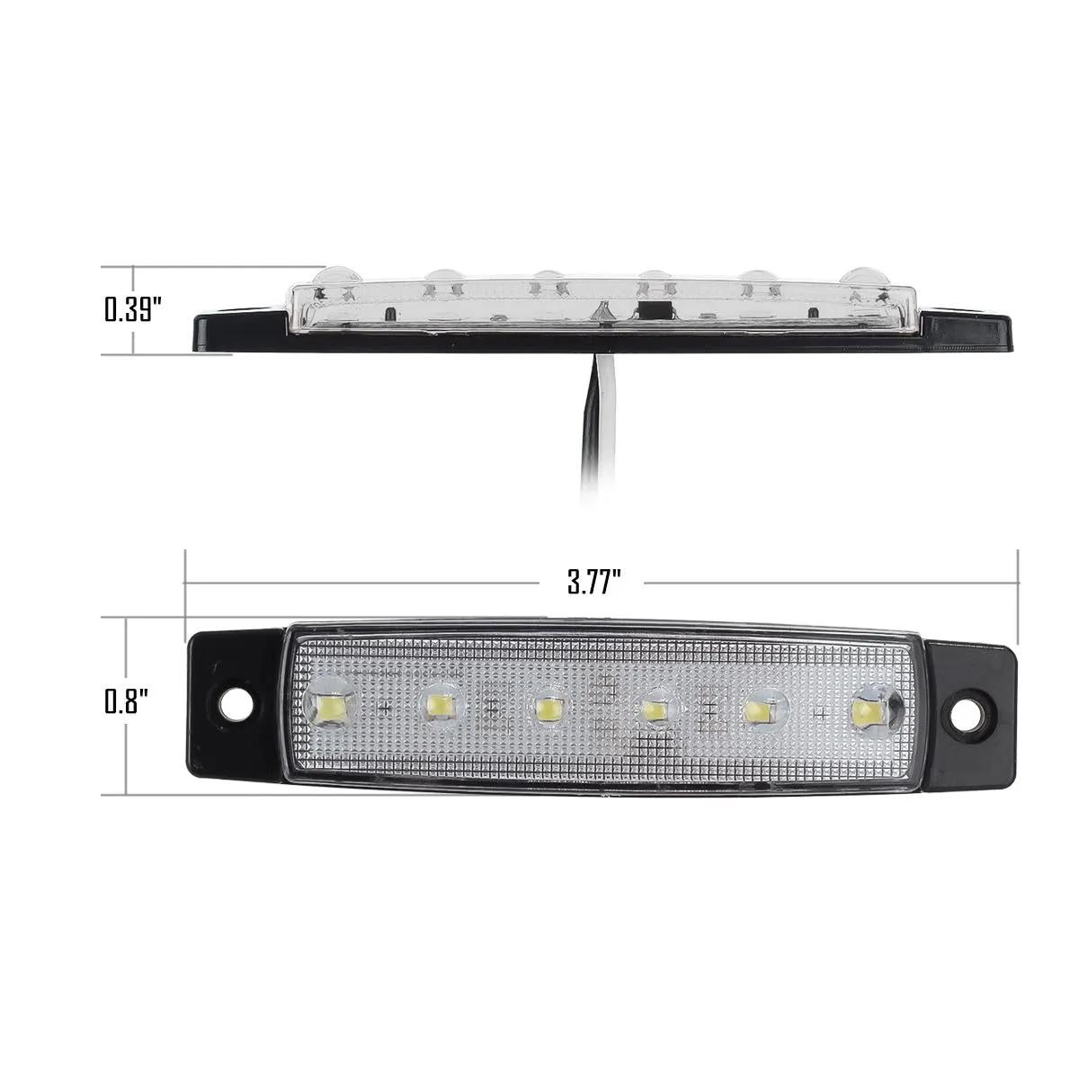 Partsam 5 Pcs 3.8 inch 6 LED White Side Marker Lights, Rear Side Marker Lamp, Led Marker Lights for Trucks, Cab Marker, RV Marker Light, Marine Led Utility Strip Light for Boats 12 Volts