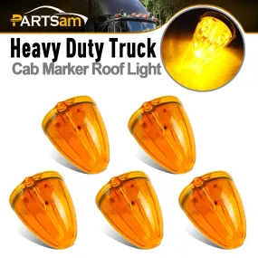 Partsam 5PCS 17LED Amber Cab Marker Top Roof Running Light LED Light Replacement for Kenworth Peterbilt Freightliner Mack Heavy Duty Trucks Waterproof Front Head Indicator Signal Light