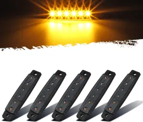 Partsam 5Pcs 3.8" Thin Amber Led Side Marker Clearance indicator Lights 6 LED Smoke Lens Waterproof 12V Trailer Lorry Van Bus Boat Marine Led marker lights for trucks, Truck RV cab marker lights