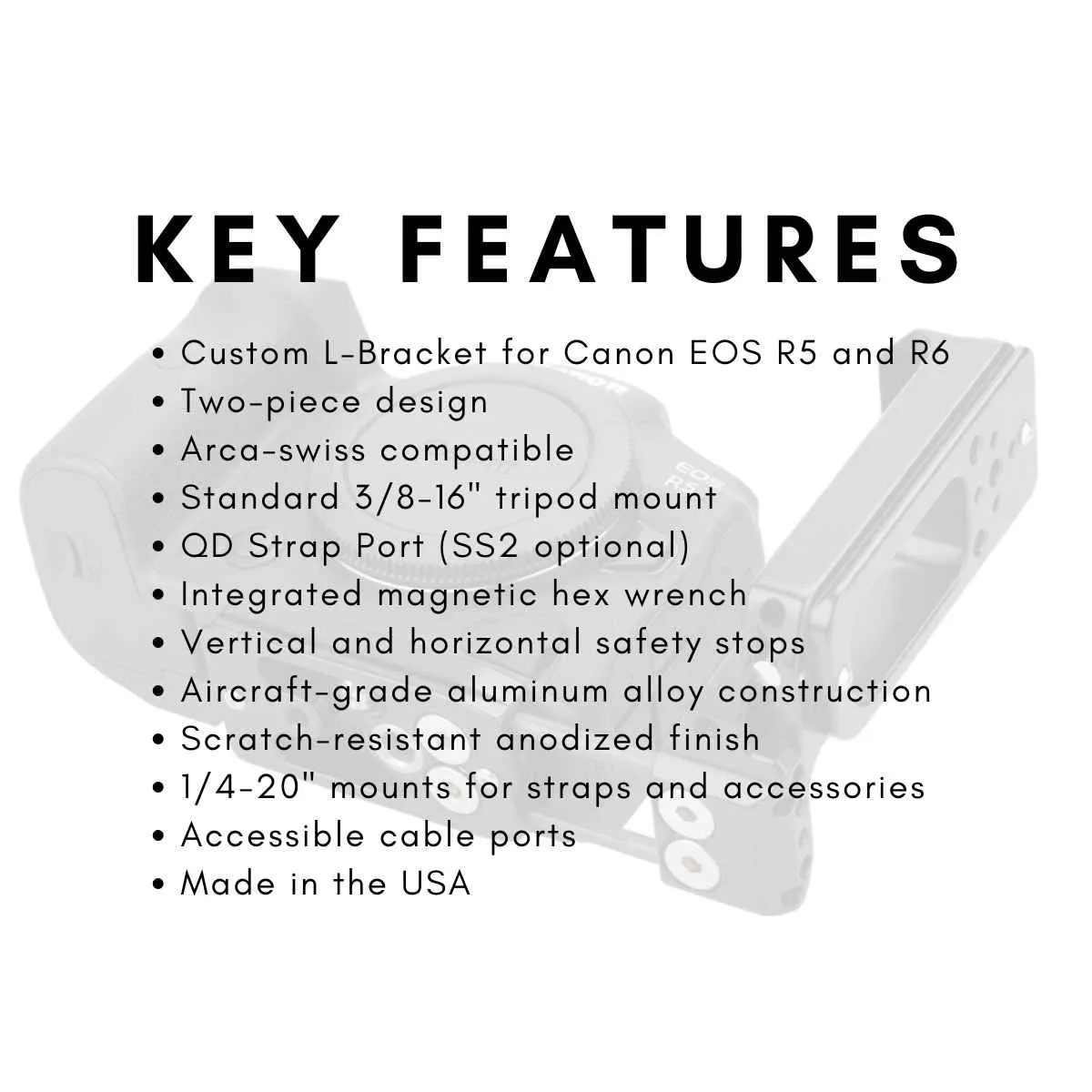 PLCR56 Arca-Swiss L-Bracket for Canon EOS R5, R6, R5 Mark II and R6 Mark II Mirrorless Camera