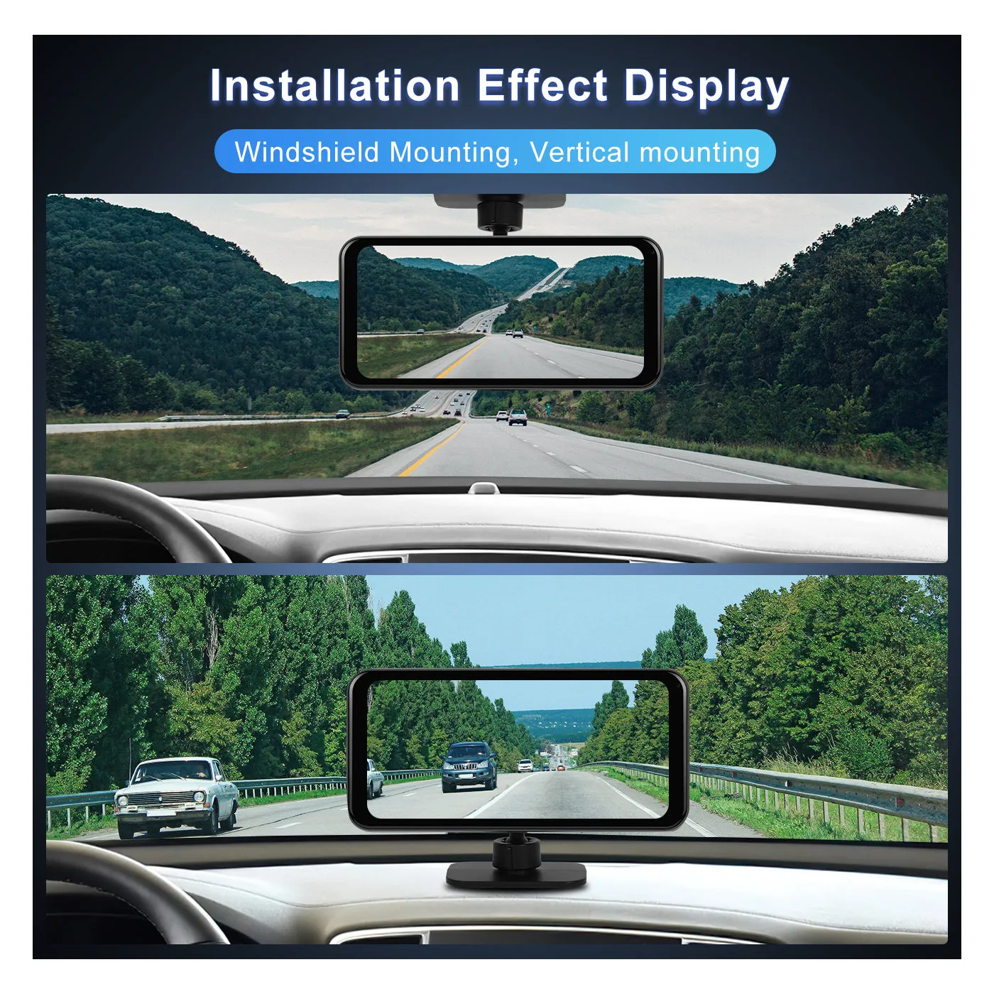 PODOFO 6.25 Inches Wireless CarPlay Android Auto Screen with DVR 4K, Screen Mirroring, Support Bluetooth/AUX/FM/TF, Support Rear Camera, Automatic brightness