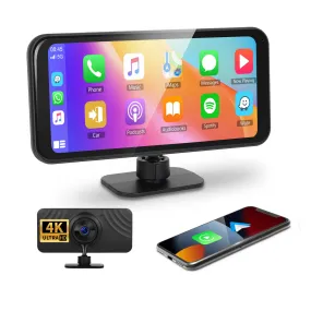 PODOFO 6.25 Inches Wireless CarPlay Android Auto Screen with DVR 4K, Screen Mirroring, Support Bluetooth/AUX/FM/TF, Support Rear Camera, Automatic brightness