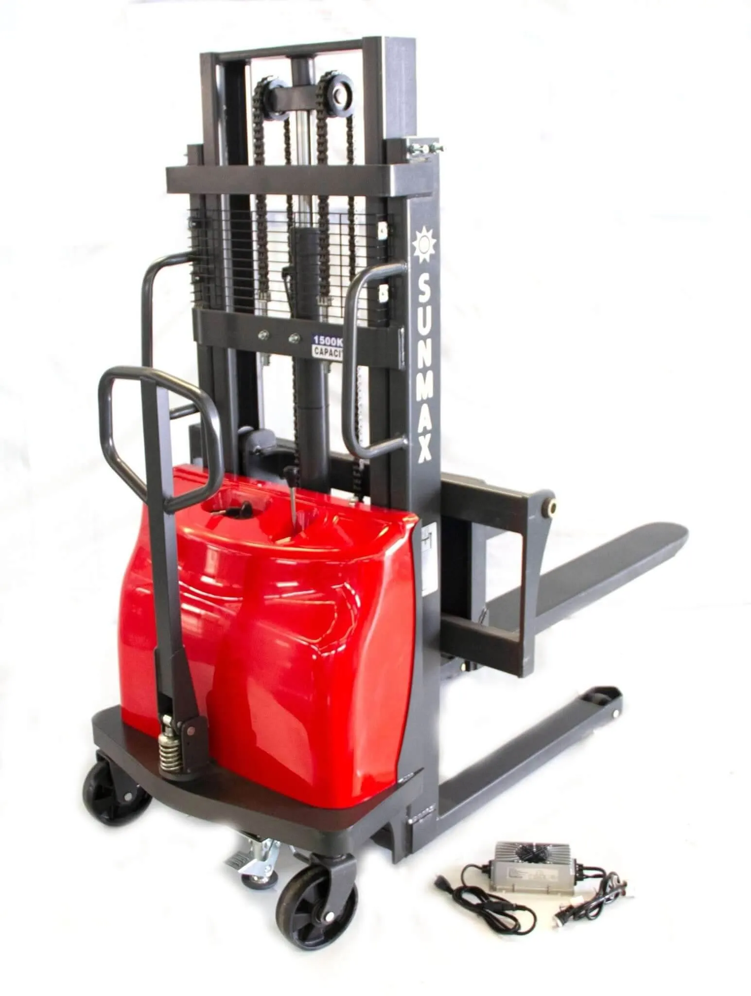PS3300SE-2M Semi-Electric Pallet Stacker, 3300 lbs Capacity, 6.6 ft Lifting Height