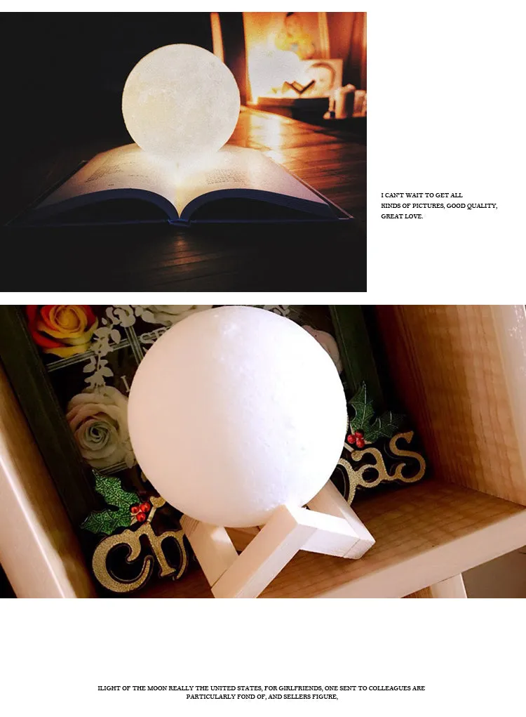Rechargeable Touch Sensor Control Led 3D Moon Lamp Pb-17