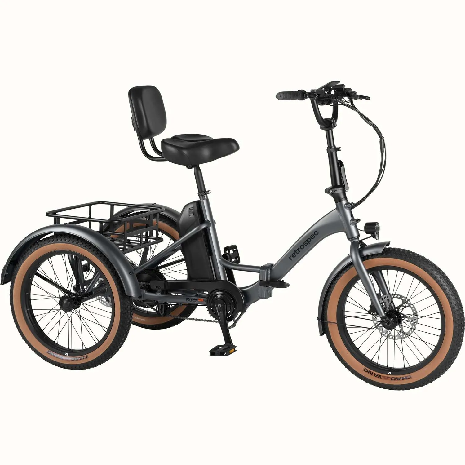 Retrospec Boca Rev Trike 500W/48V, Matte Graphite, Adult Trike