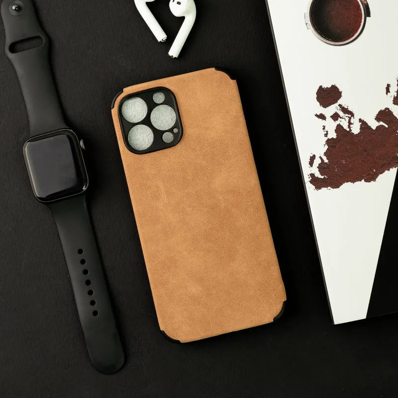 Sandy Tan Suede Finish Luxury iPhone Case