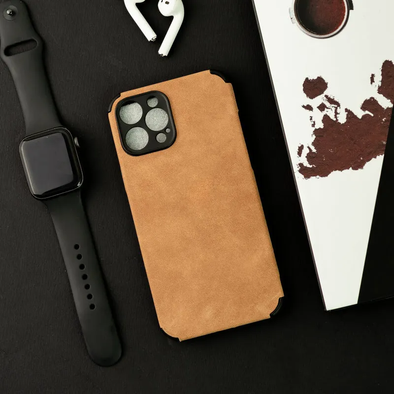 Sandy Tan Suede Finish Luxury iPhone Case