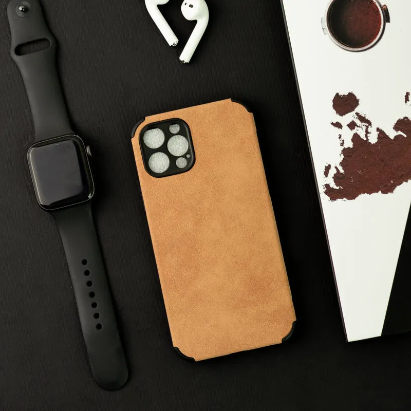 Sandy Tan Suede Finish Luxury iPhone Case