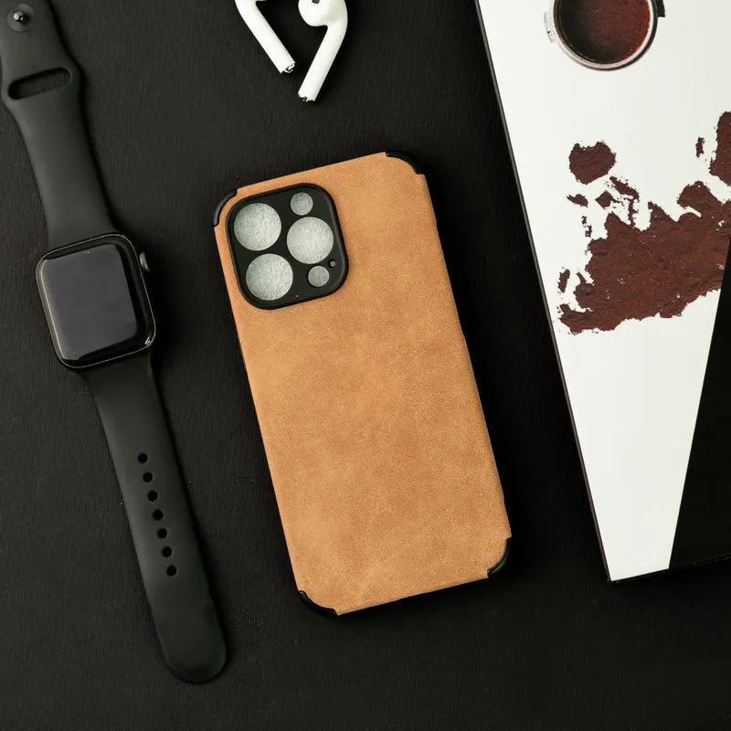 Sandy Tan Suede Finish Luxury iPhone Case