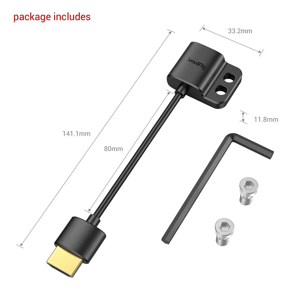 SmallRig Ultra Slim 4K HDMI Adapter Cable A to A 3019 (Black)