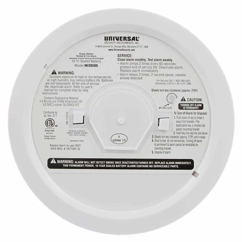 Smoke Detector Ionization/Photoelectric Sensor 10 Year Sealed Alkaline Battery