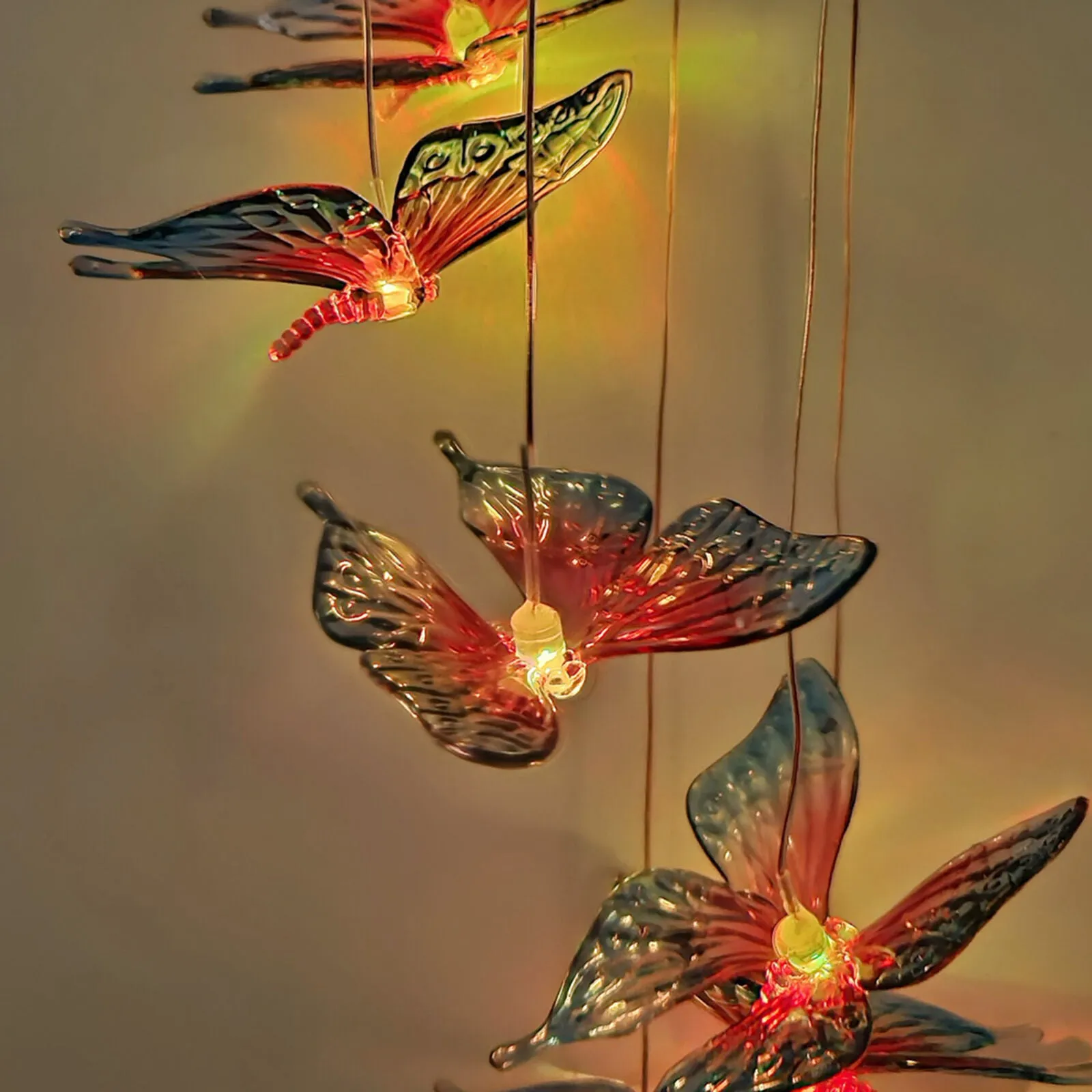 Solar Powered Wind Butterfly Chime Garden Light Fa-068
