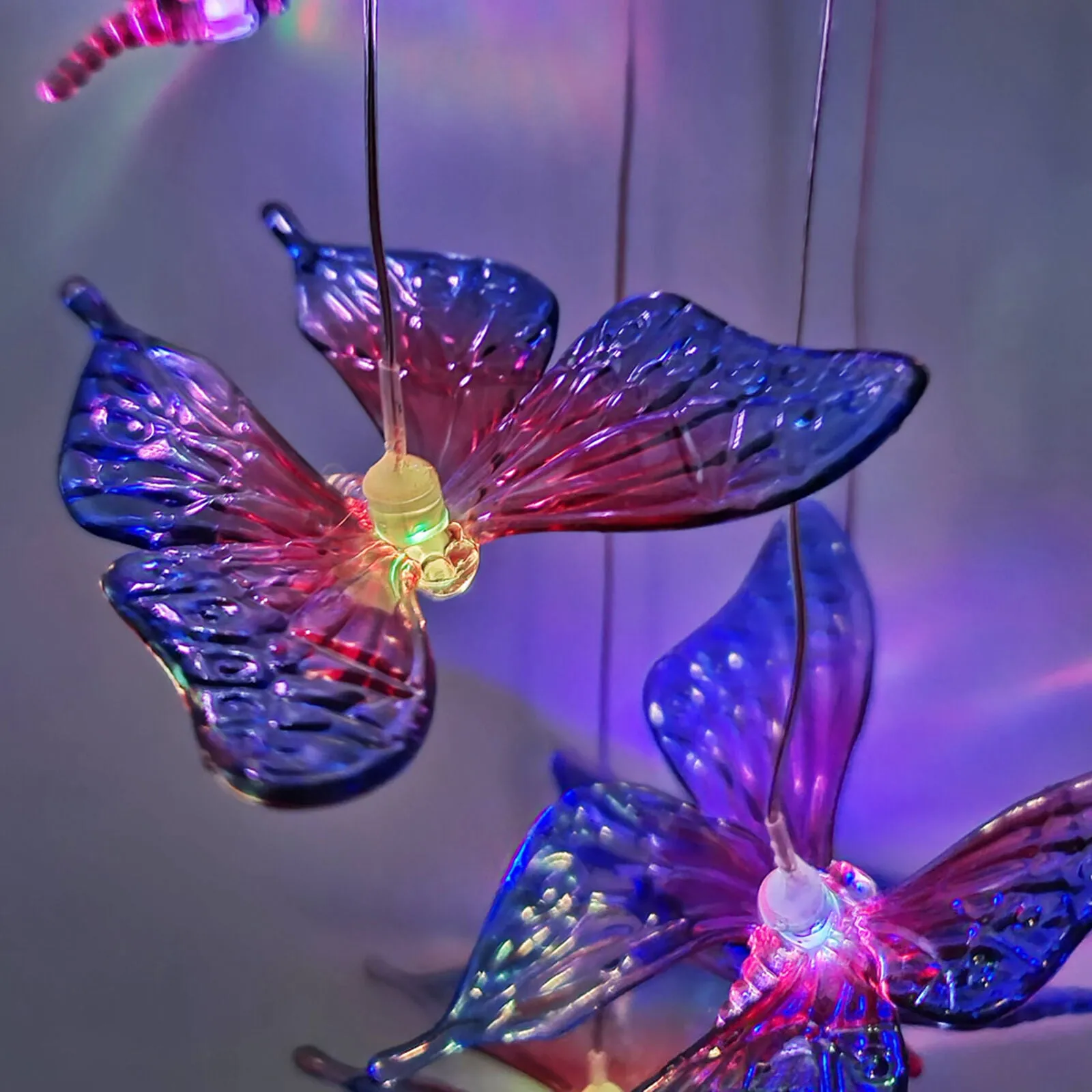 Solar Powered Wind Butterfly Chime Garden Light Fa-068
