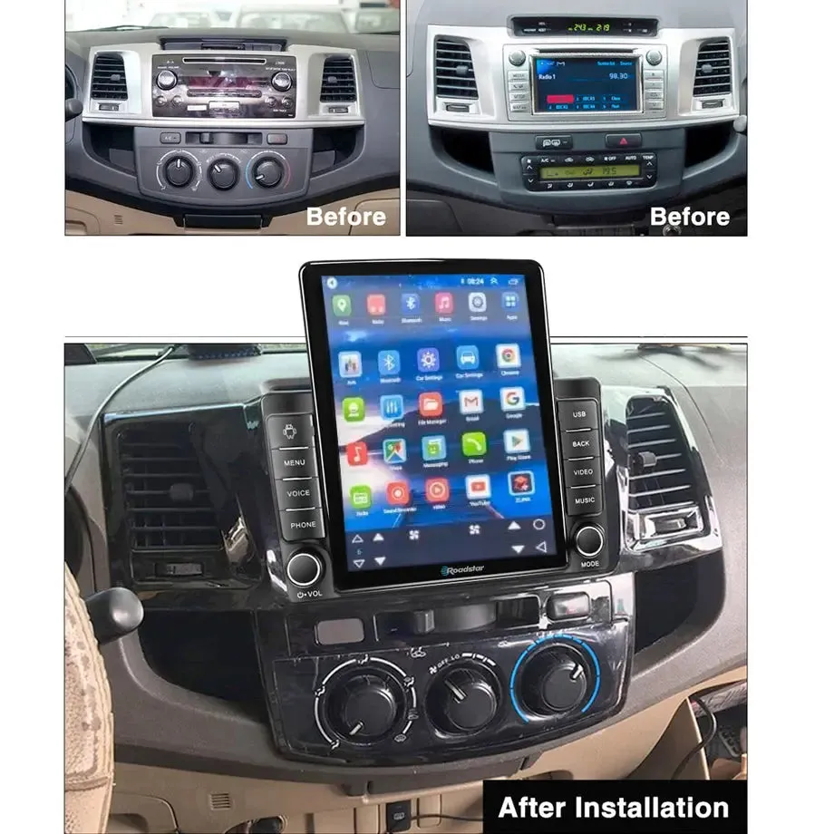Toyota Hilux (05-14) - Roadstar 9.5 Inch Tesla Style Android Entertainment & GPS System
