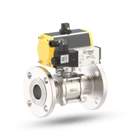 Uflow 3/4 Inch / 20mm SS304 Pneumatic Ball Valve Flanged with Solenoid Valve 110v AC & Limit Switch 2NO-NC