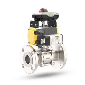 Uflow 3/4 Inch / 20mm SS304 Pneumatic Ball Valve Flanged with Solenoid Valve 12v DC & Limit Switch 2NO-NC