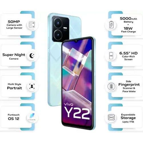 vivo Y22 (Starlit Blue, 64 GB)  (4 GB RAM)