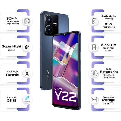 vivo Y22 (Starlit Blue, 64 GB)  (4 GB RAM)