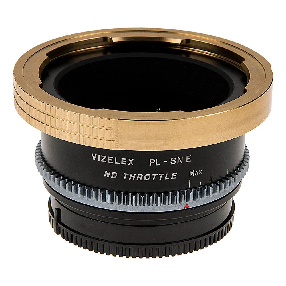 Vizelex Cine ND Throttle Lens Mount Adapter - Arri PL (Positive Lock) Mount Lens to Sony Alpha E-Mount Mirrorless Camera Body with Built-In Variable ND Filter (2 to 8 Stops)