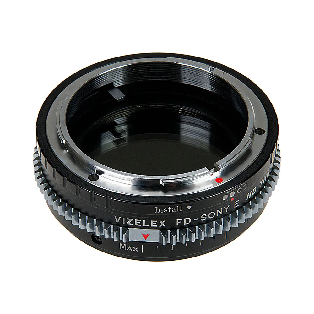 Vizelex Cine ND Throttle Lens Mount Adapter - Canon FD & FL 35mm SLR lens to Sony Alpha E-Mount Mirrorless Camera Body with Built-In Variable ND Filter (2 to 8 Stops)