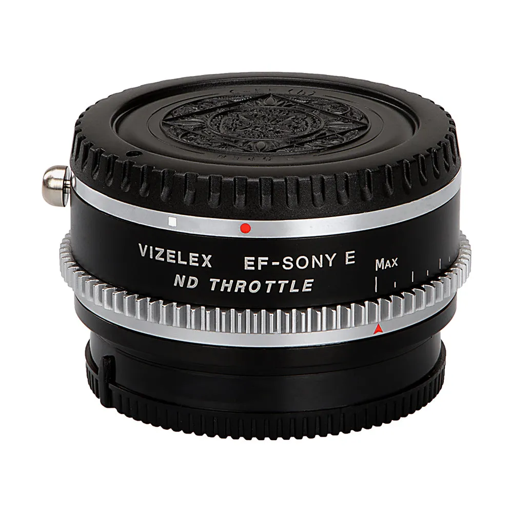 Vizelex Cine ND Throttle Lens Mount Double Adapter - Leica R SLR & Canon EOS (EF, EF-S) Mount Lenses to Sony Alpha E-Mount Mirrorless Camera Body with Built-In Variable ND Filter (2 to 8 Stops)