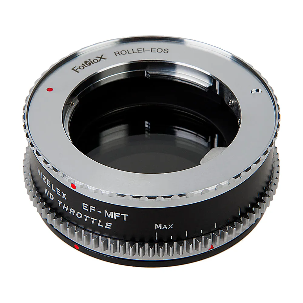 Vizelex Cine ND Throttle Lens Mount Double Adapter - Rollei 35 (SL35) SLR & Canon EOS (EF, EF-S) Mount Lenses to Micro Four Thirds (MFT, M4/3) Mount Mirrorless Camera Body with Built-In Variable ND Filter (2 to 8 Stops)