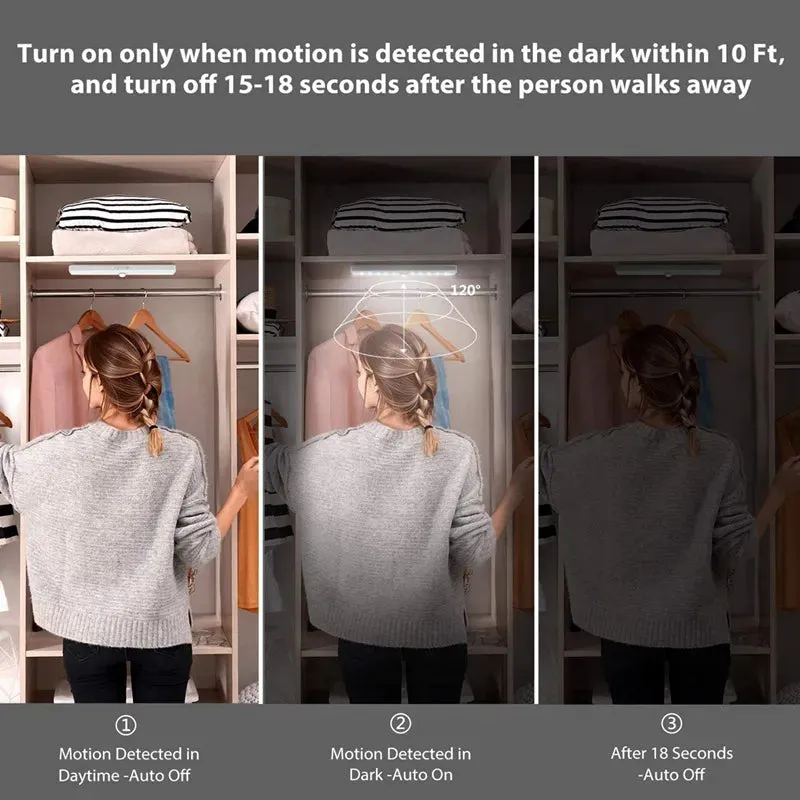 Wireless Motion Sensor LED Night Light: Ideal for Kitchen, Bedroom, Closet, Cabinets, Staircases, and More